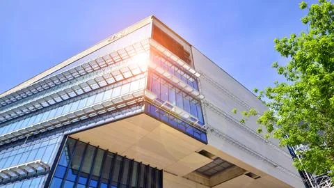 Architectural facade building with of glass elements. 스톡 사진