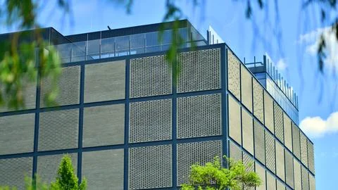 Architectural facade building with of glass elements. Foto stock