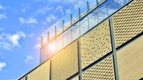 Architectural facade building with of glass elements. Stock Photos
