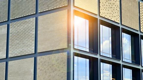 Architectural facade building with of glass elements. Foto stock