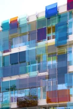 Architectural facade composed of parasols Foto stock