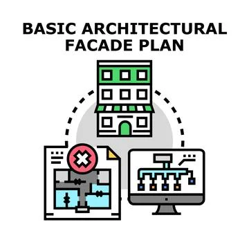 Architectural facade plan and project management concept Stock Illustration