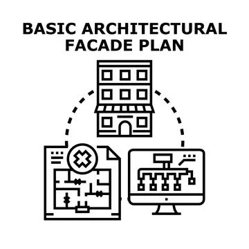 Architectural facade plan and project management concept 스톡 일러스트