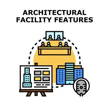 Architectural facility features planning and presenting strategies Stock Illustration