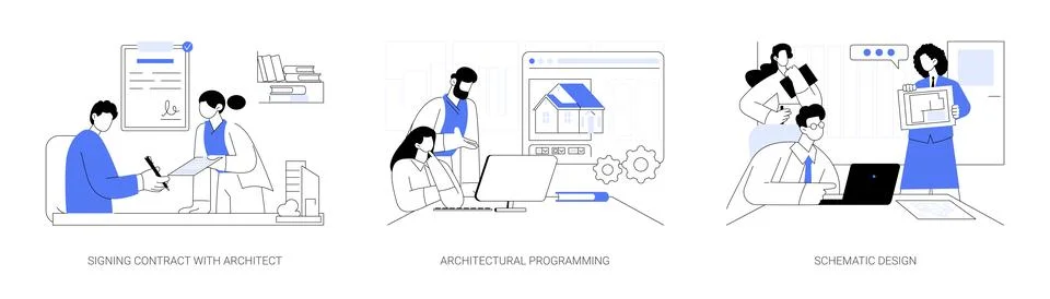 Architectural firm abstract concept vector illustrations. Stock Illustration