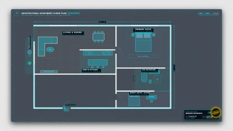 Architectural Floor Plan Draw-On Walls Tracing Furniture 4K Alpha Vídeo Stock 346125802