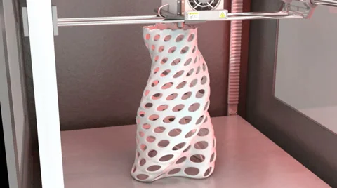Architectural Form printed by 3D Printer // 3D Visualization Stock Footage 42674566