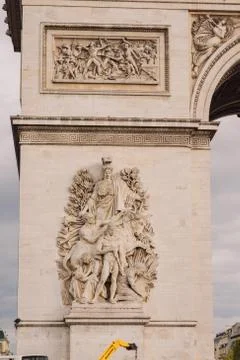 Architectural fragment of Arc de Triomphe. Arc de Triomphe de l'Etoile on Cha Stock Photos