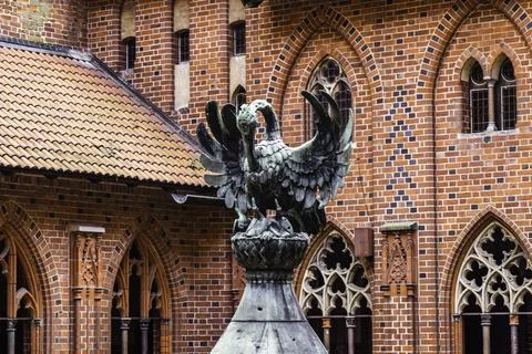 Architectural Fragments of Medieval Gothic Castle Malbork Stock Photos