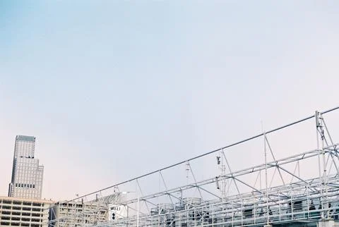 Architectural Frame Structure with clear sky Stock Photos