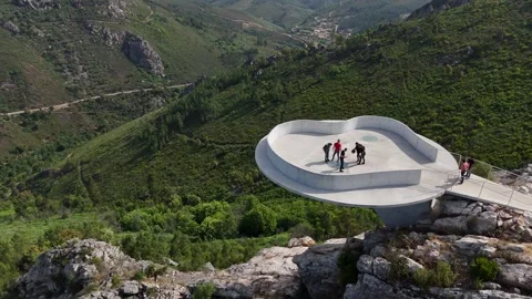 Architectural Gem in the Mountains: Miradouro do Zebro 库存影片 311004474