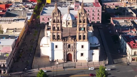 Architectural Geometry: Zenith Aerial Mapping of Durango Cathedral Basilica Stock Footage 340265540