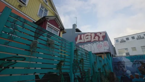 Architectural Gimbal shot from arts district in downtown Reykjavik Iceland Stock-Footage 194077367