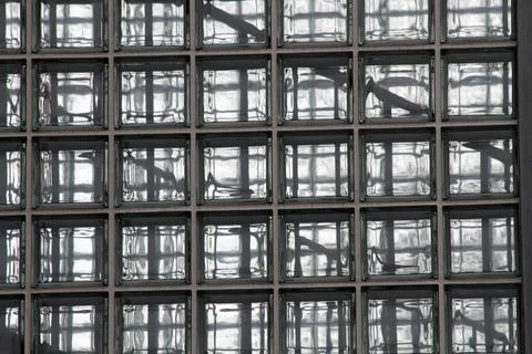 Architectural Glass Block Wall Refraction Pattern Stock Photos