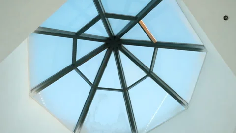 Architectural glass skylight dome viewed from inside a modern building Stock-Footage 335270830