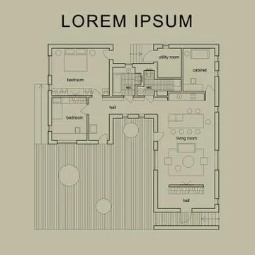 Architectural house plan. Stock Illustration