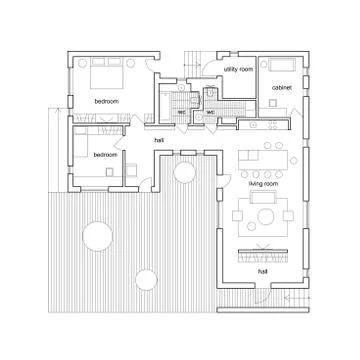 Architectural house plan. Stock Illustration