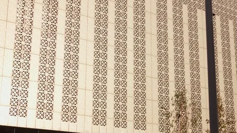 Architectural Lattice Facade Pattern On Modern Building In Amsterdam Stock Footage 348783533