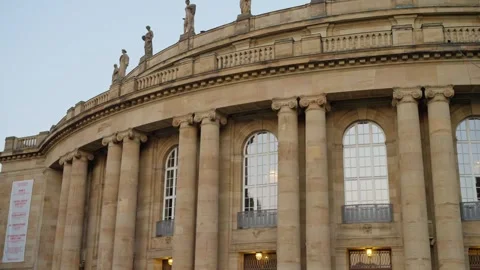 Architectural Marvel A Stunning Classical Building Featuring Exquisite Statues Stock Footage 285513934