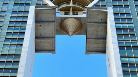 Architectural Marvel This is a unique building featuring a distinctive desi.. Stock Photos