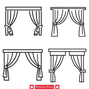 Architectural Marvels  Exquisite Window Silhouettes Adding Charm to Designs Stock Illustration