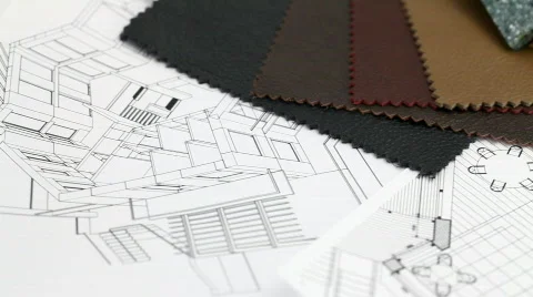 Architectural materials &amp; blueprints Stock Footage 663182