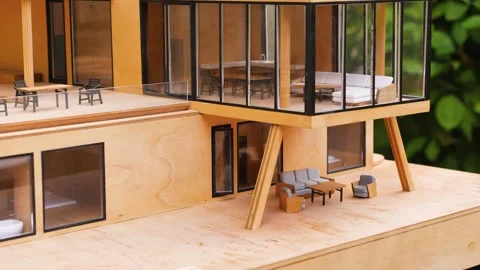 Architectural Miniature, Modern Residence Model Stock Footage 321801412