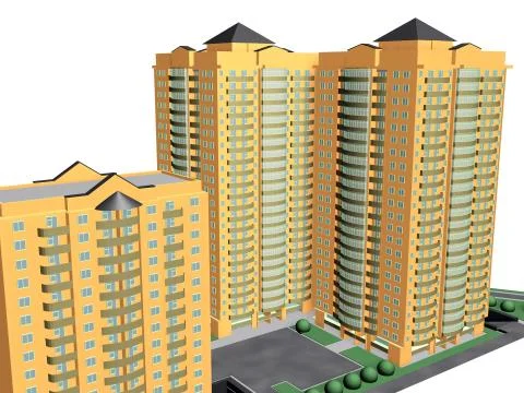 Architectural models and composition of the building 库存插图