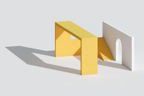 Architectural object on light gray background, room block 3 d Stock Illustration