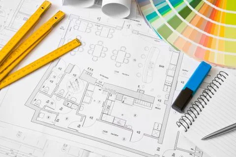 Architectural office objects Stock Photos