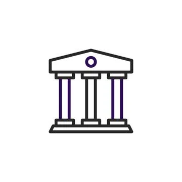 Architectural Outline: Simple minimalist rendering of a classical temple fa.. Stock Illustration