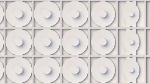 Architectural panel featuring rhythmically changing white figures. 3d rendering Stock Footage 315153169