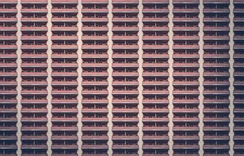Architectural pattern, balcony facade of a miserable berlin house Stock Photos
