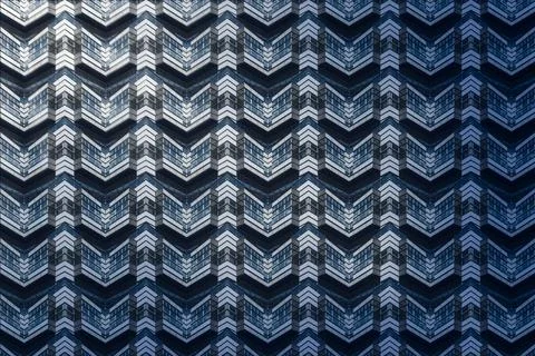 Architectural pattern, blue modern window facade Stock Photos