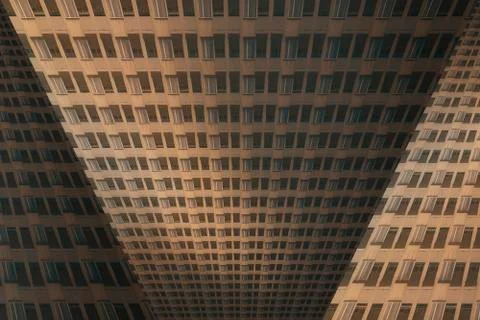 Architectural pattern, distorted facade of a miserable house Stock Photos