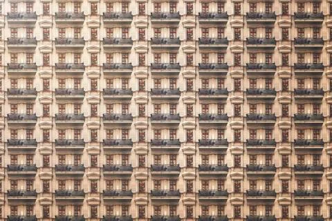 Architectural pattern, old berlin house with stucco and balconies Stock Photos