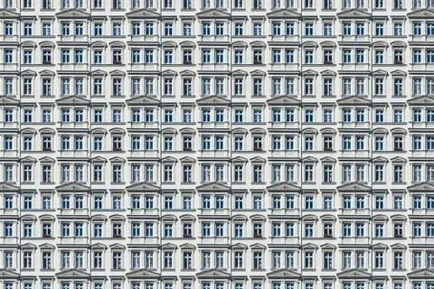 Architectural pattern, old white berlin house with stucco Stock Photos