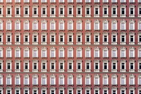 Architectural pattern, windows with stucco of an old berlin house Stock Photos