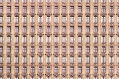 Architectural pattern, windows with stucco of an old berlin house Stock Photos