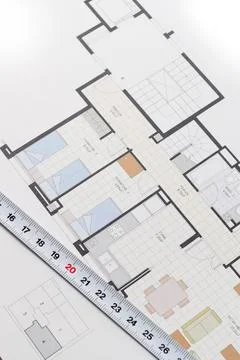 Architectural plan for building a house Stock Photos