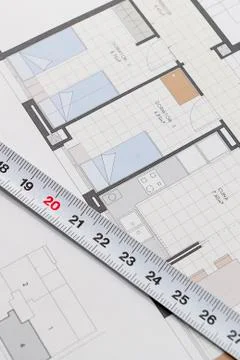 Architectural plan for building a house Stock Photos