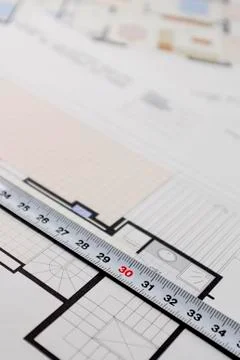 Architectural plan for building a house Stock Photos