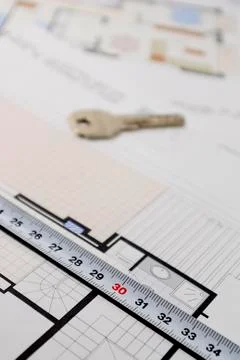 Architectural plan for building a house Stock Photos