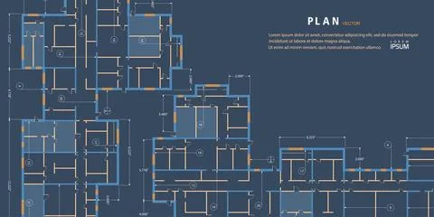 Architectural plan .House plan project .Engineering design .Industrial cons.. Stock Illustration