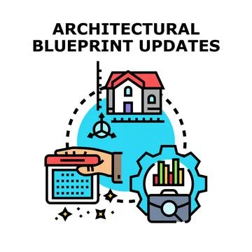 Architectural plan updating process and project management Stock-Illustration