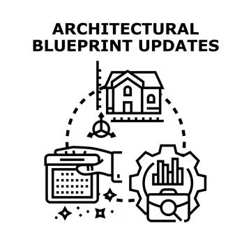 Architectural plan updating process and project management Stock Illustration