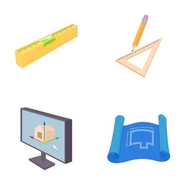 Architectural planning and construction tools and blueprint design イラスト素材