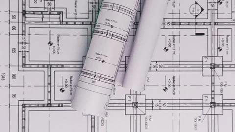 Architectural Plans: Construction Blueprint Stock Photos