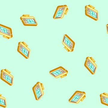 Architectural plans drafter isometric icon seamless pattern Stock Illustration