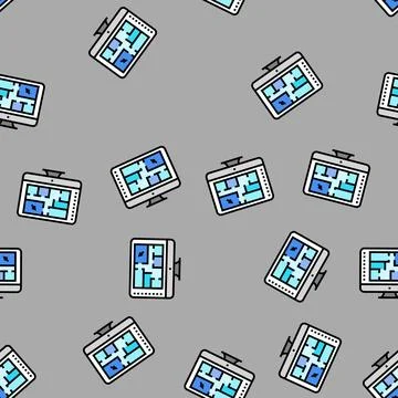 Architectural plans drafter vector seamless pattern Stock Illustration